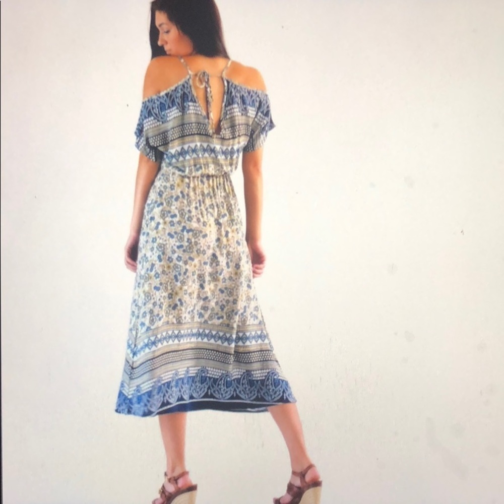 Blue ,cream and brown print maxi Dress - Picture 5 of 8